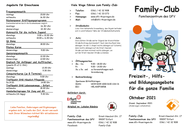 Family-Club - Monatsprogramm Oktober 2021