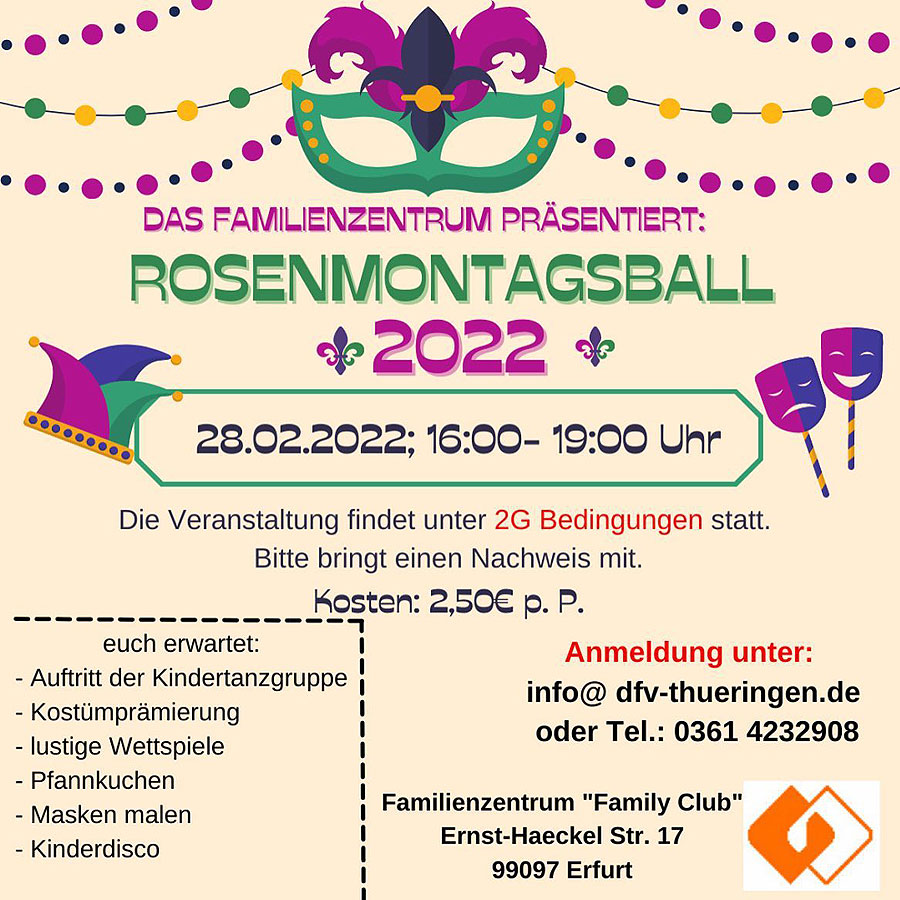 Rosenmontagsball am 28.02.2022 im Familienzentrum "Family Club" in Erfurt