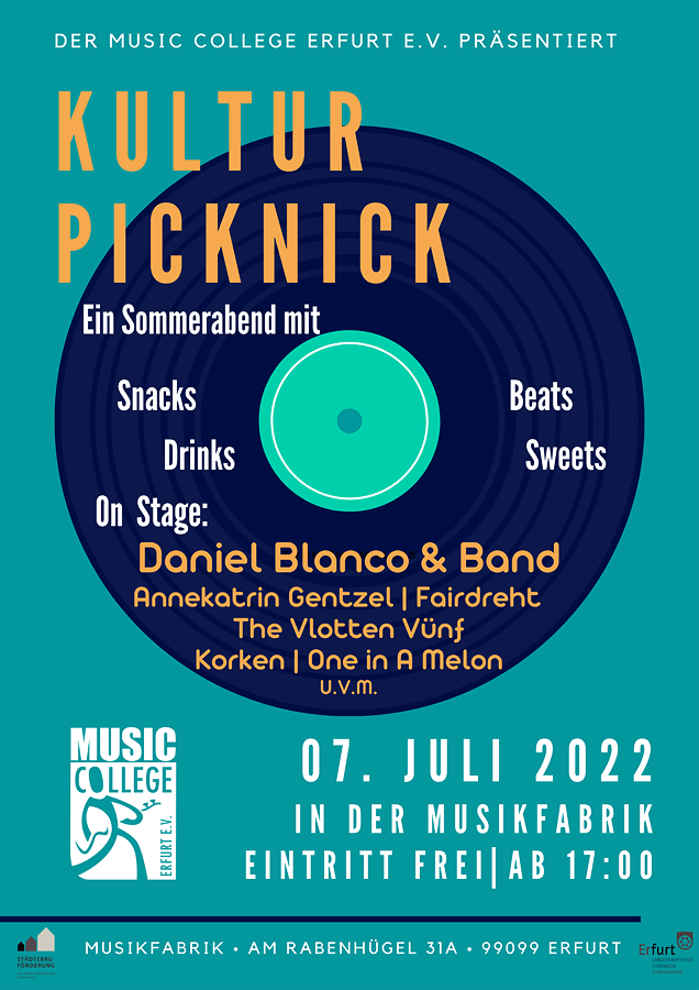 Kulturpicknick im Jugendzentrum Musik Fabrik - 07. Juli 2022 ab 17 Uhr - Eintritt frei