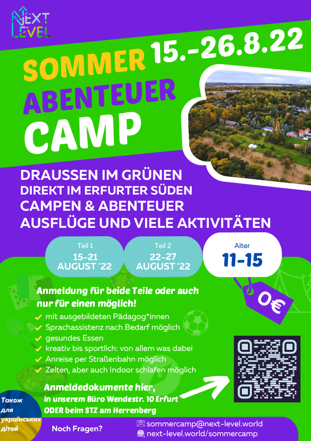 Next Level e.V. – Sommer-Abenteuer-Camp vom 15. bis 26. August