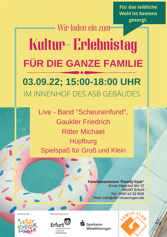 Kultur-Erlebnistag für die ganze Familie - 03.09.2022 im Family Club Erfurt
