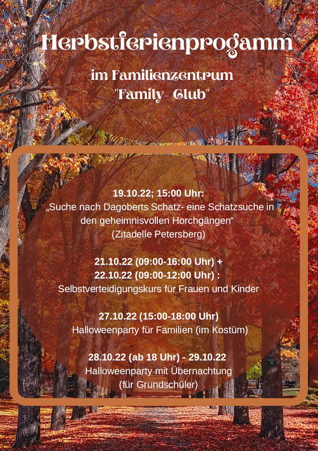 Herbstferienprogramm im Familienzentrum "Family-Club" des DFV - Erfurt-Südost