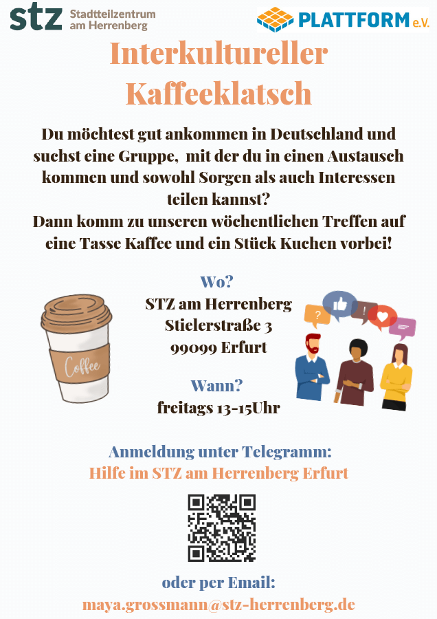 Interkultureller Kaffeeklatsch - freitags im Stadtteilzentrum am Herrenberg