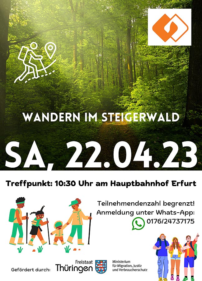 Samstag, 22. April 2023: Interkulturelle Wanderung in den Steigerwald bei Erfurt