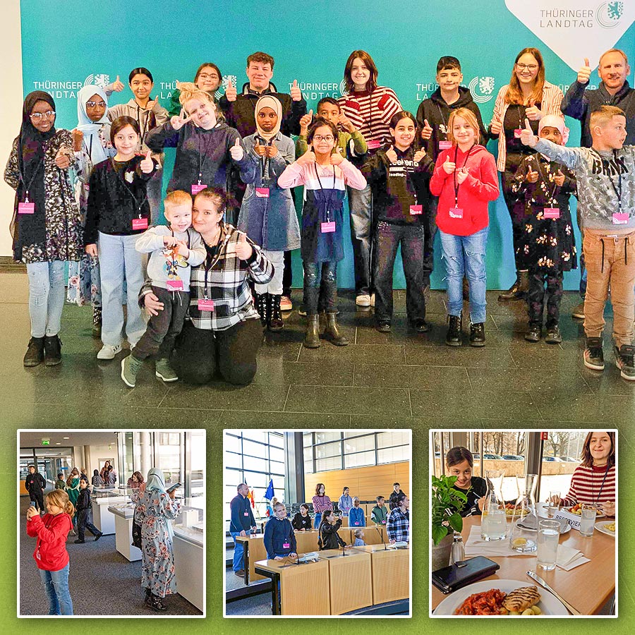 Gruppenbild - Mit der Kinder- und Familienzentrum Jumpers im Thüringer Landtag