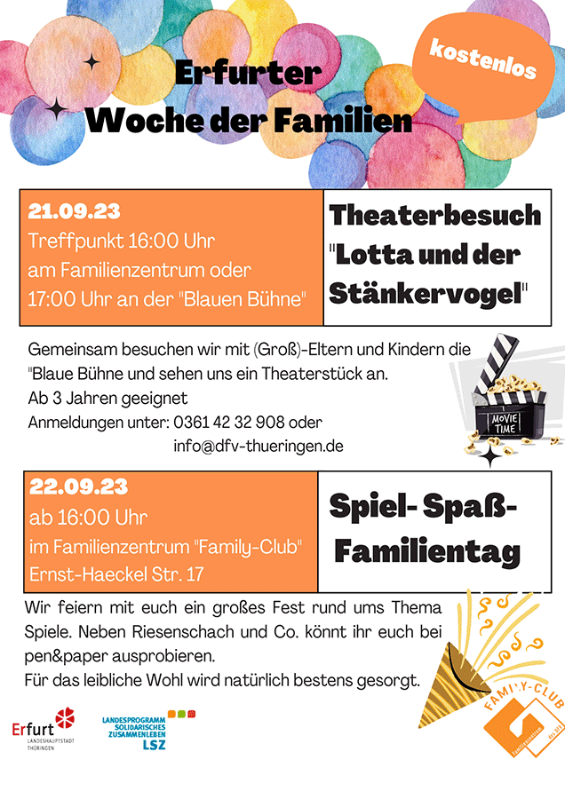 Erfurter Woche der Erfurter Familien am 21.09. und 22.09.2023 - Family Club Erfurt