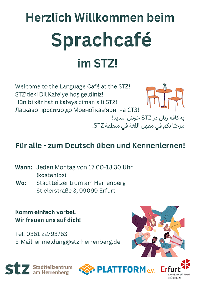 Herzlich Willkommen beim Sprachcafe im STZ - Welcome to the Language Cafe at the STZ!